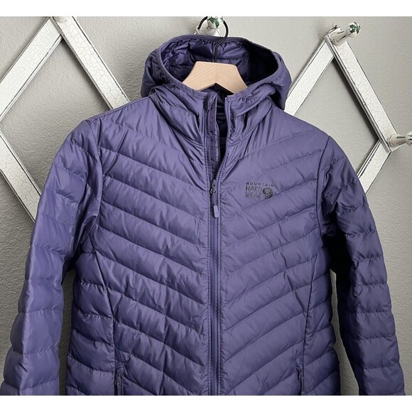 Mountain Hardwear Women's M Marblemount Hooded Down Puffer Jacket Parka Allium - Picture 2 of 8